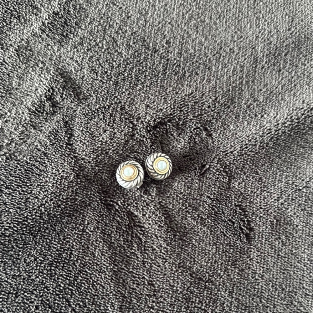 David Yurman Silver and Gold Circular Stud Earrings